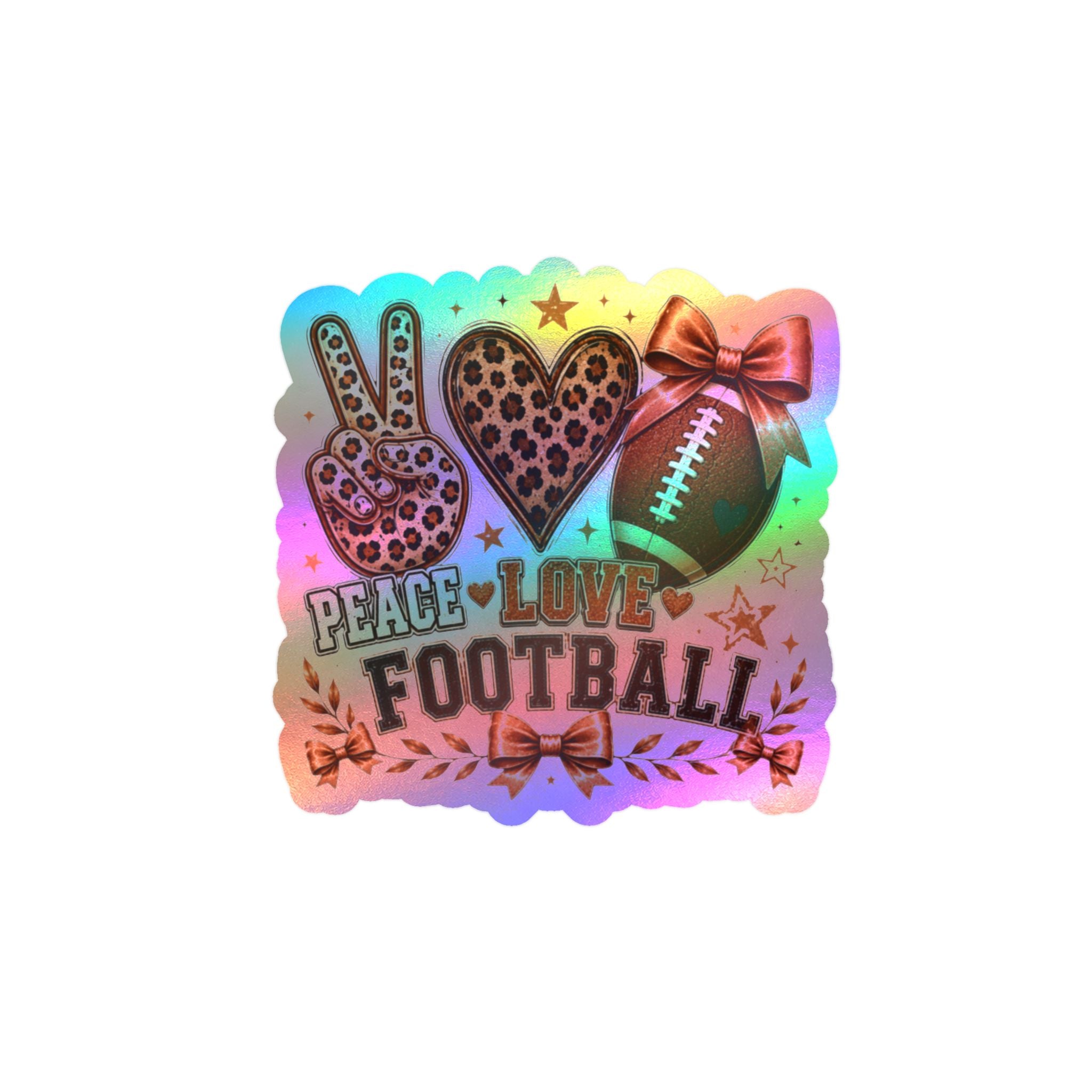 Peace Love Football Leopard Print Vinyl Sticker