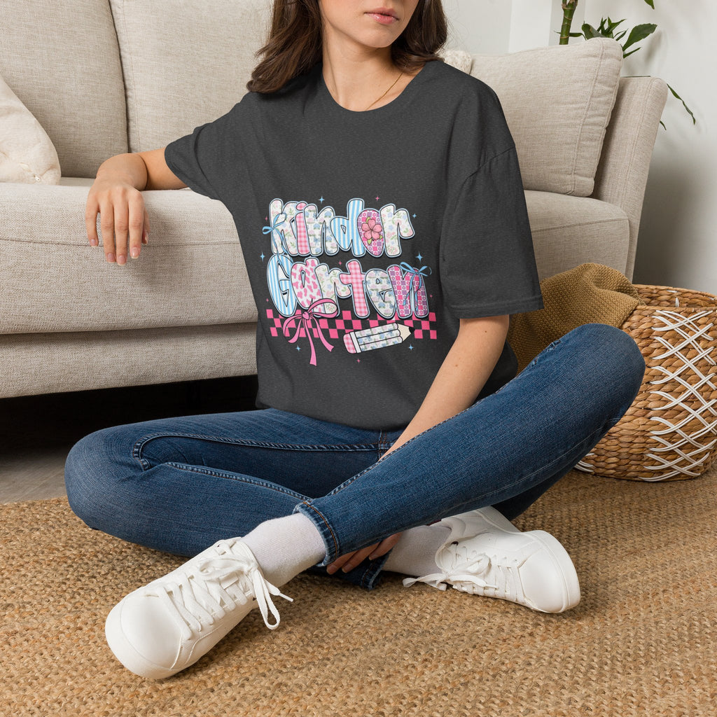 Kindergarten Teacher T-Shirt — Cute Pastel 'Kindergarten' Bubble Letter Design