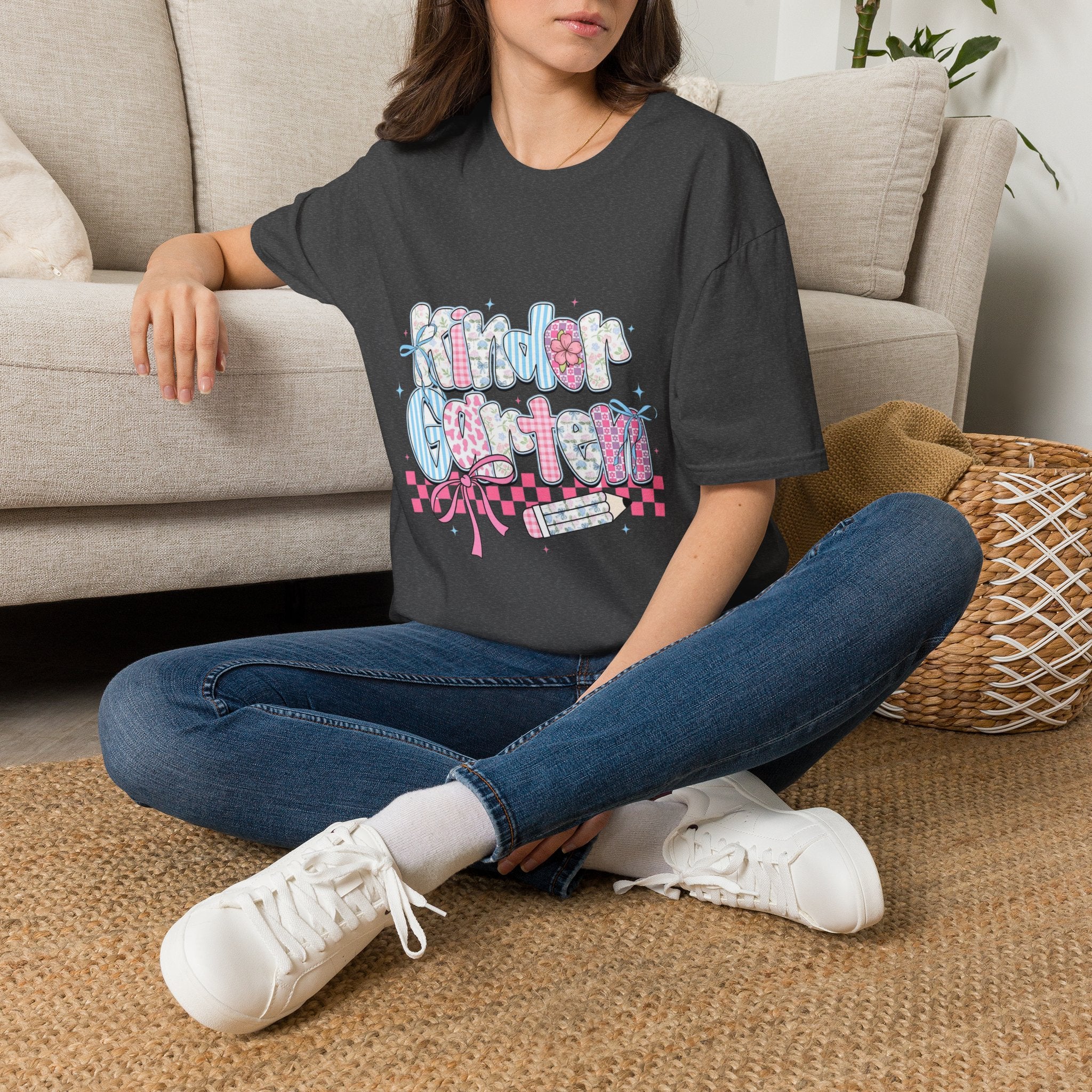 Kindergarten Teacher T-Shirt — Cute Pastel 'Kindergarten' Bubble Letter Design