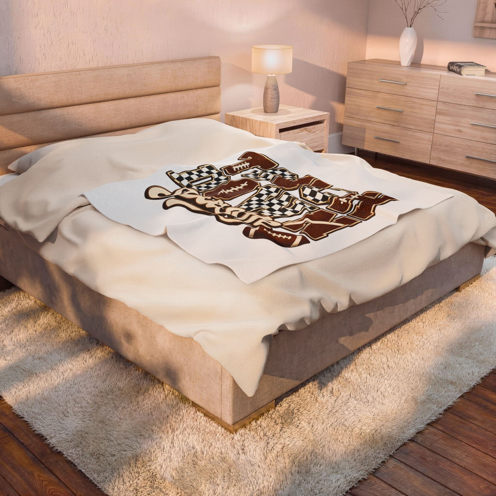 Touchdown Season Velveteen Plush Blanket | Football Typography Design