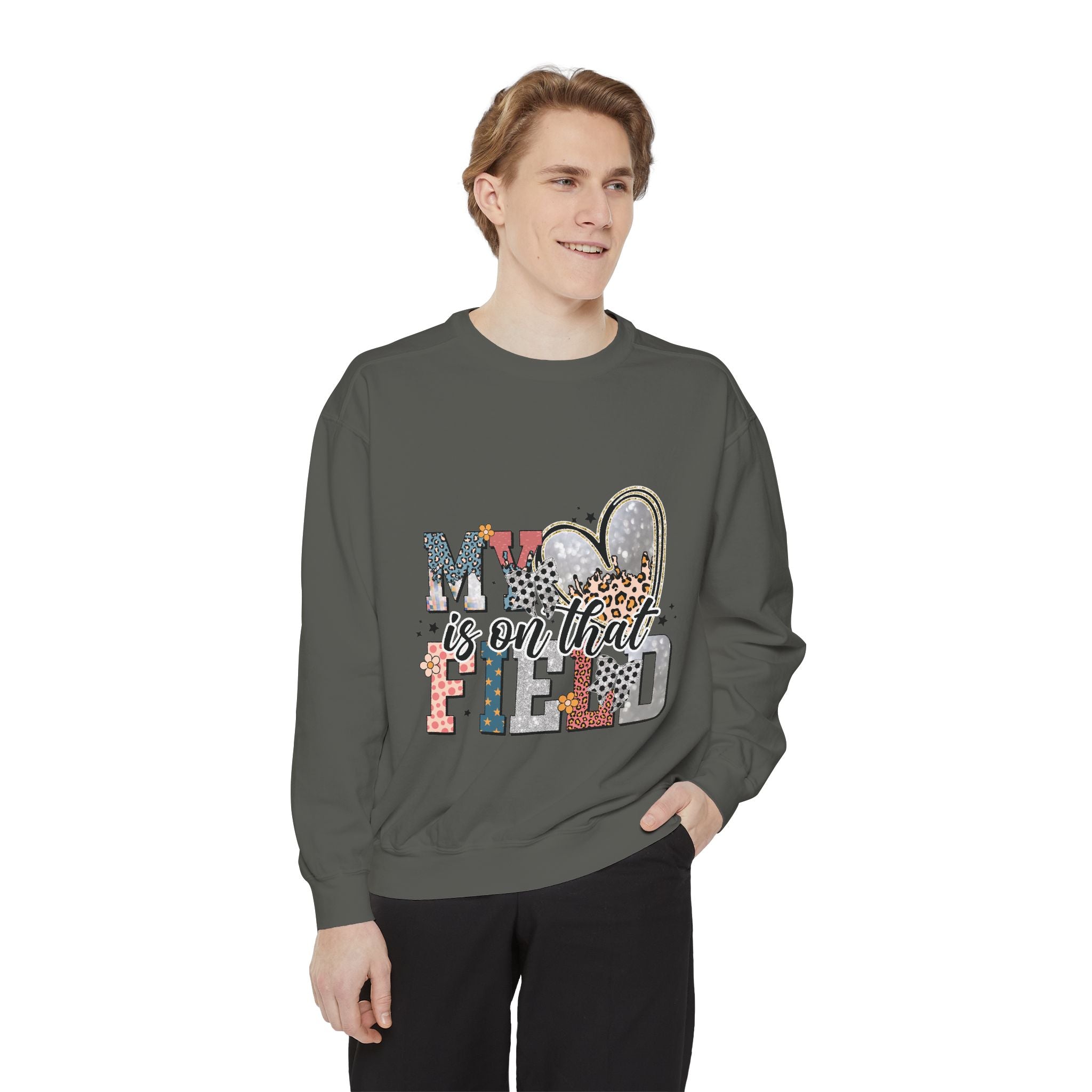 My Heart Is On That Field Sweatshirt — Personalized Mom Crewneck
