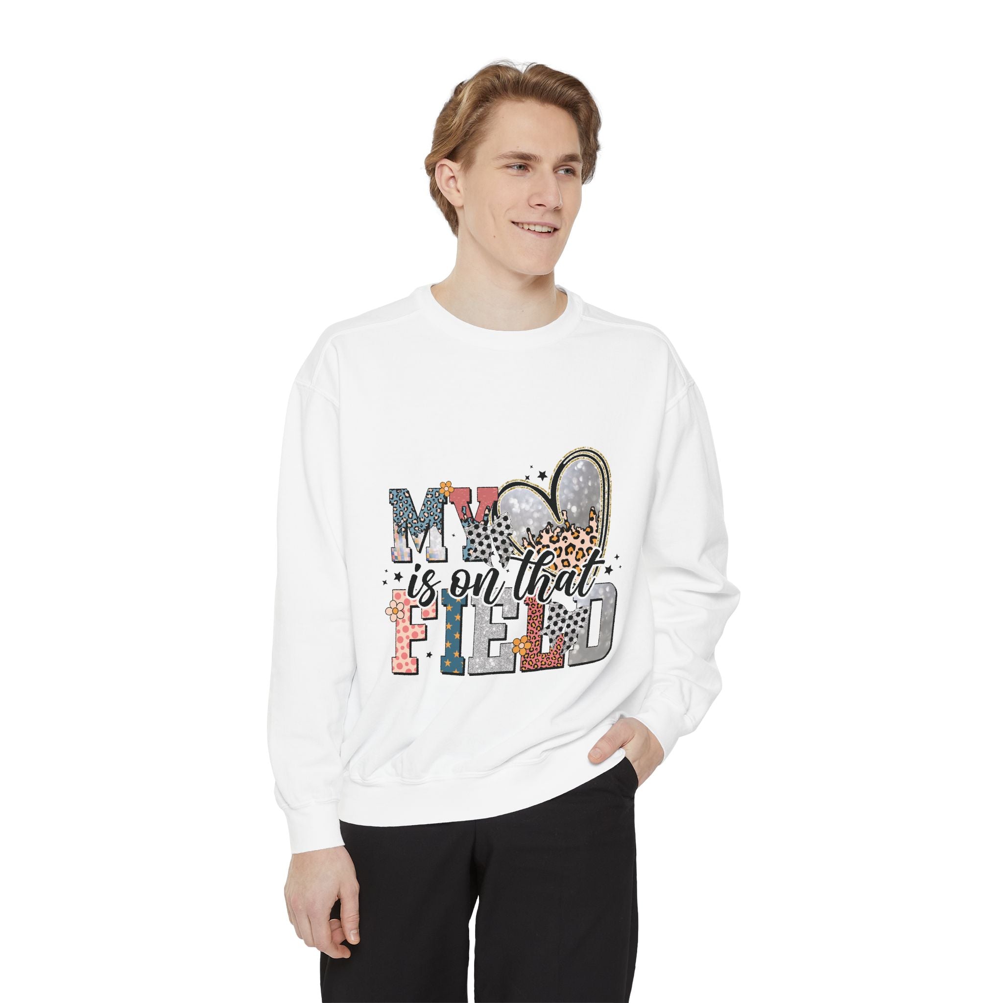 My Heart Is On That Field Sweatshirt — Personalized Mom Crewneck