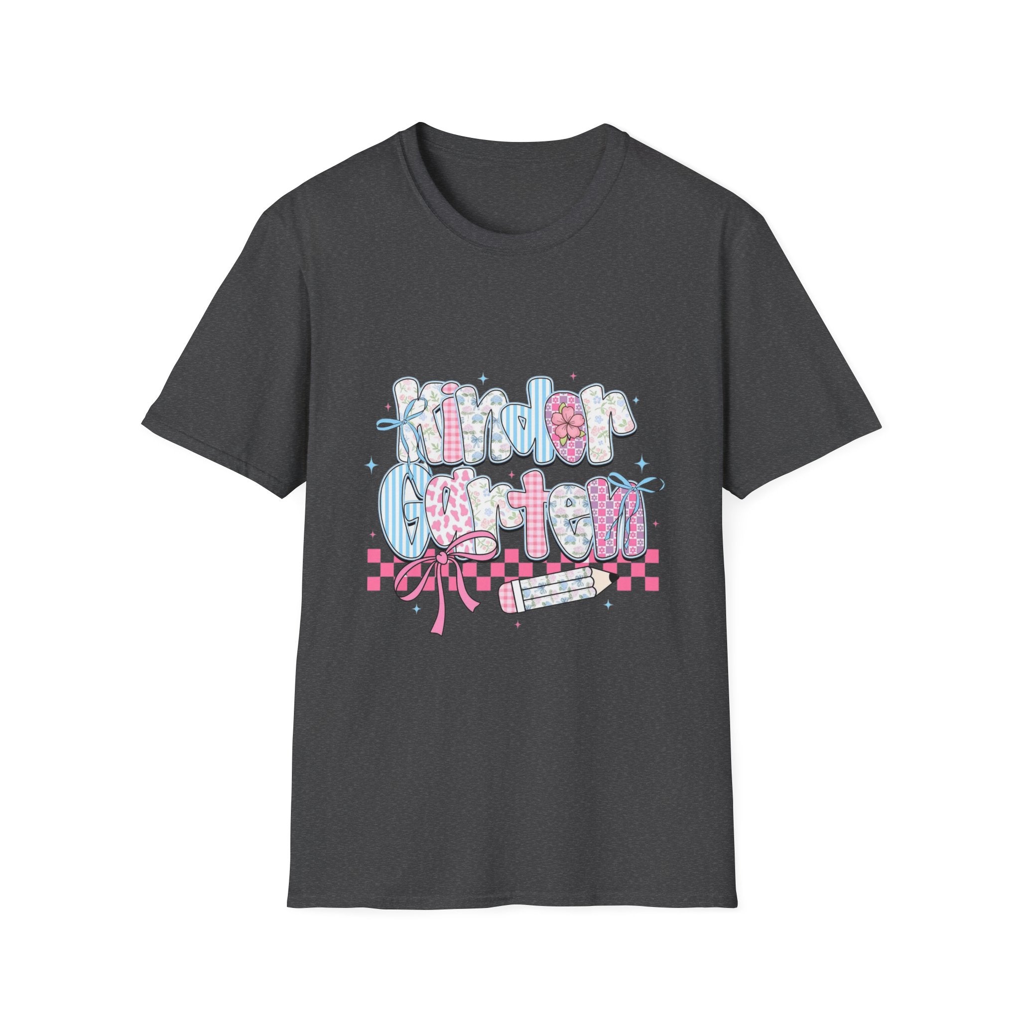 Kindergarten Teacher T-Shirt — Cute Pastel 'Kindergarten' Bubble Letter Design