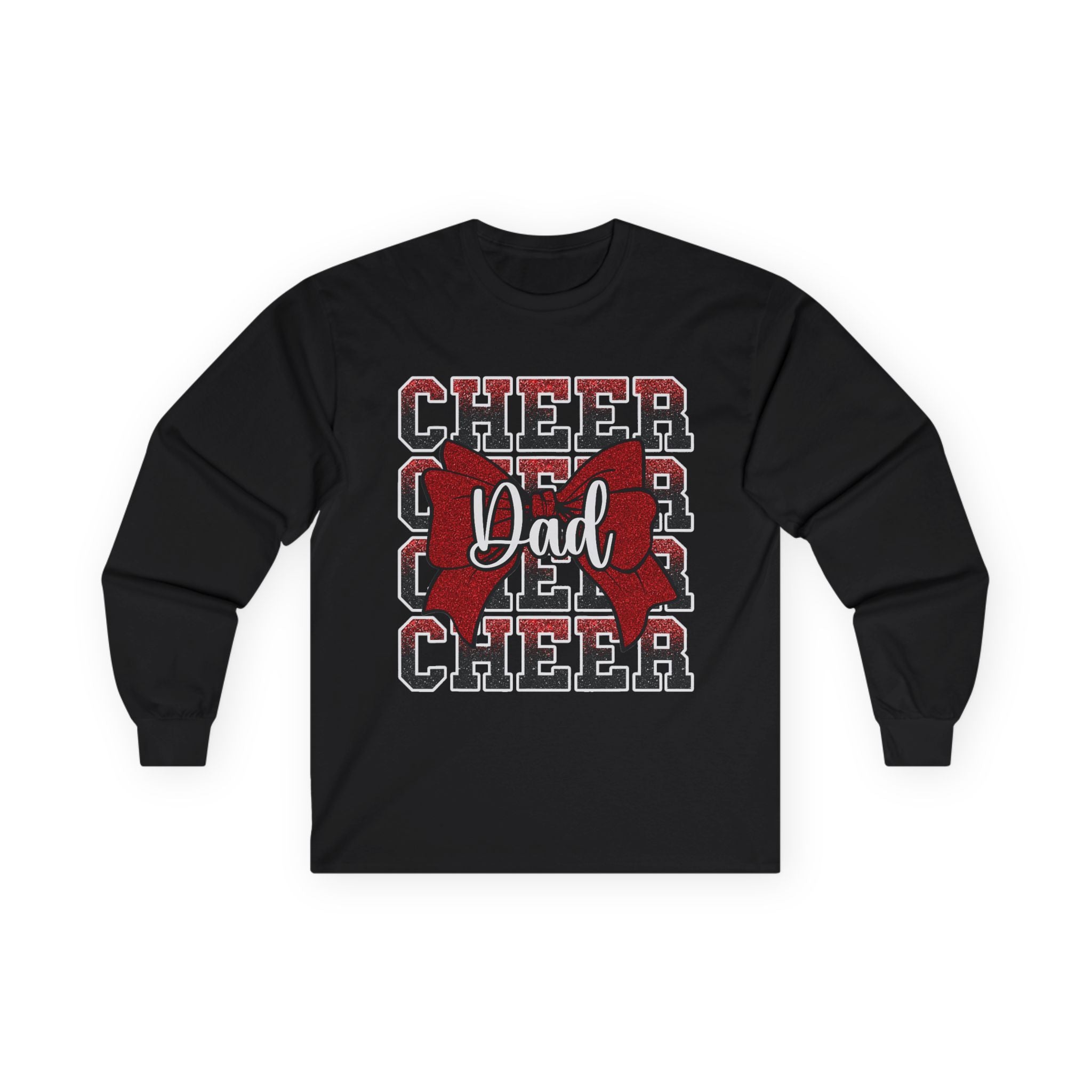 Cheer Dad Long Sleeve Tee — Red Bow Cheerleader Dad Shirt