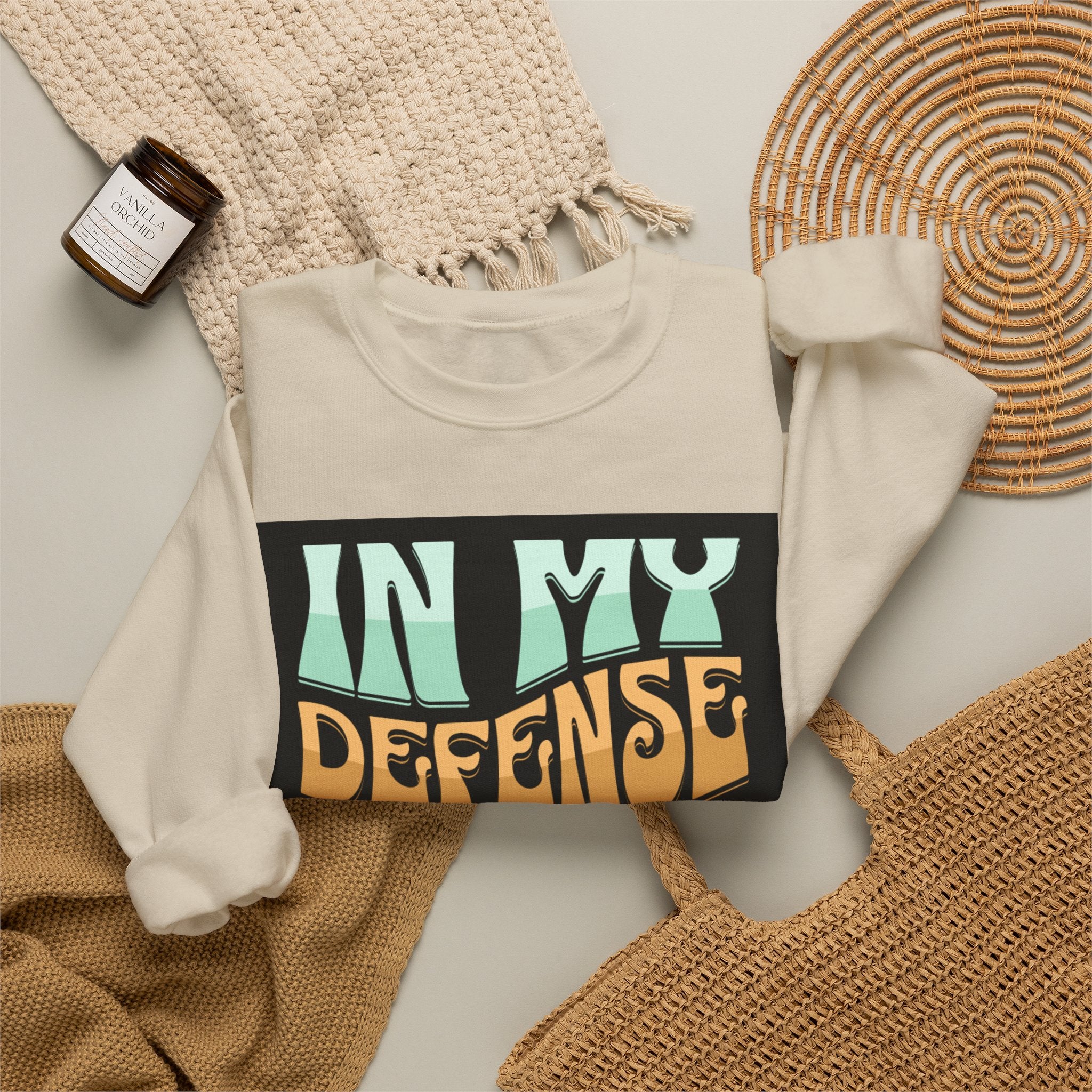 Coffee Sweatshirt — "In My Defense I Ran Out Of Coffee" Graphic Crewneck