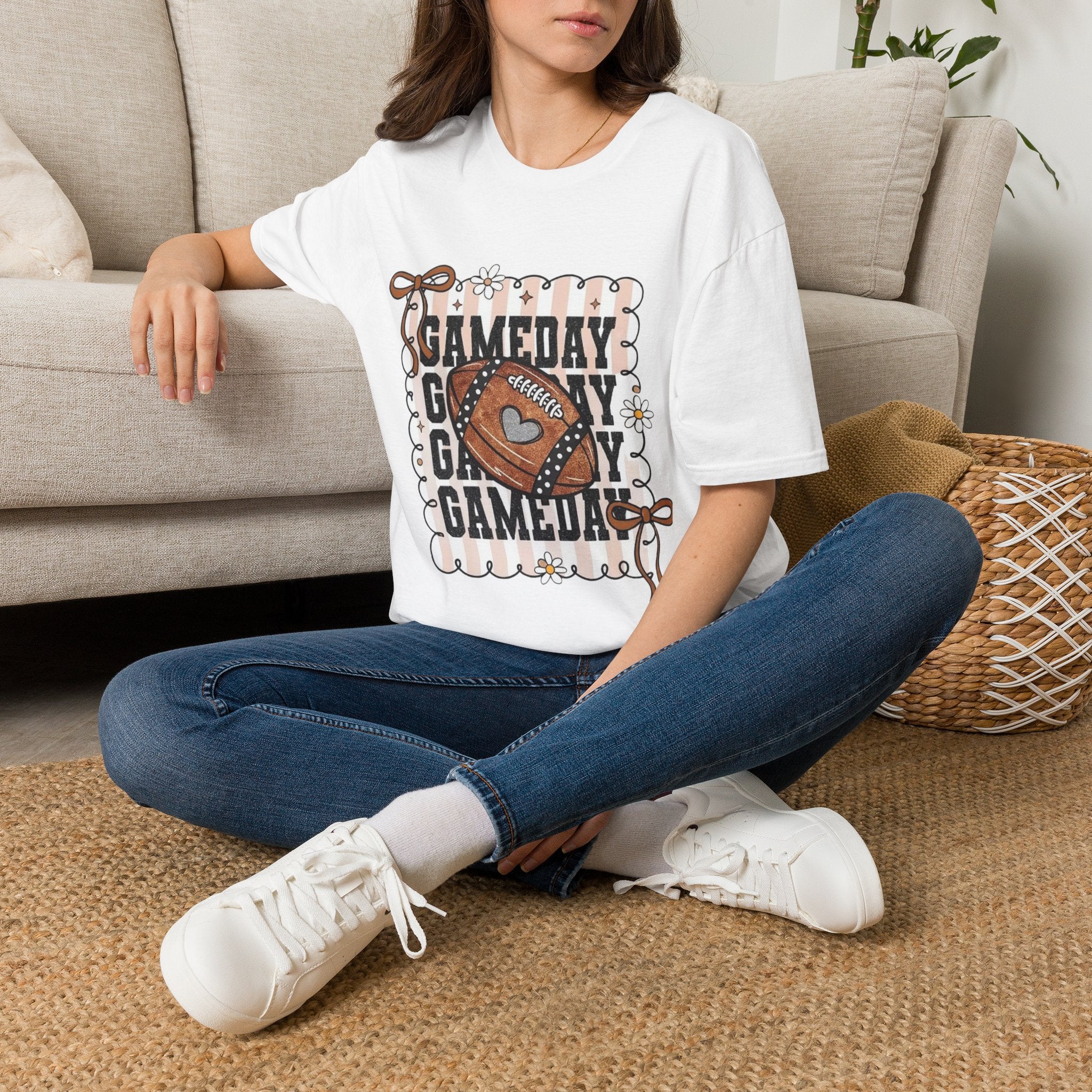 Gameday Football Tee – Retro Floral Tailgate Shirt