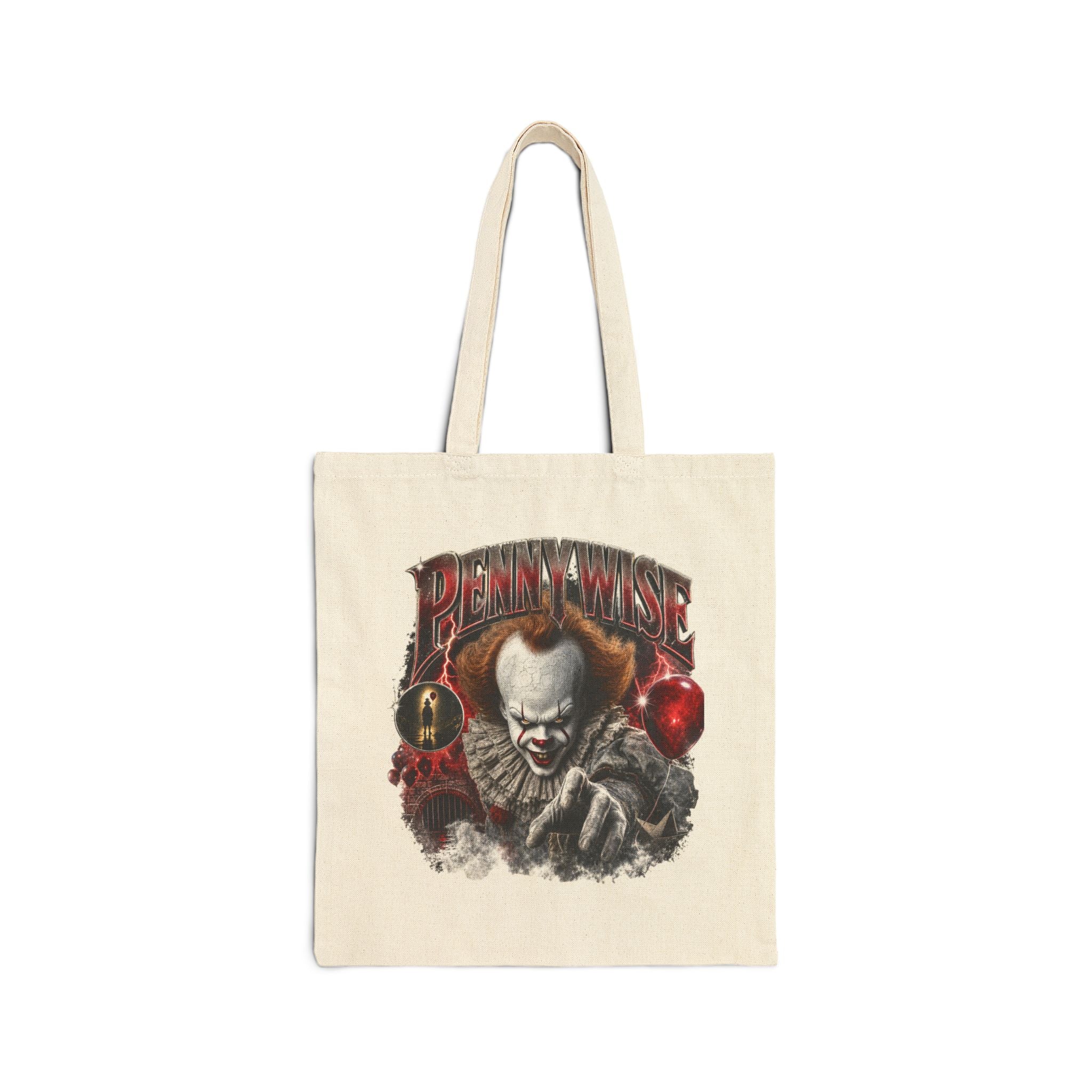 Horror Pennywise Tote Bag — Stephen King-Inspired Scary Clown Canvas Tote