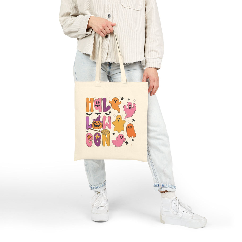 Halloween Ghosts Canvas Tote Bag — Cute Retro Trick-or-Treat Shopper